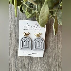 #100 Handmade- Gray and Gold Earrings